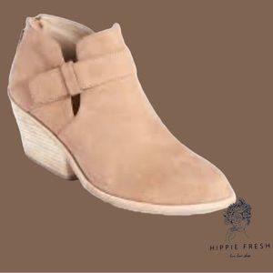Eileen Fisher Ives Ankle Booties Tan Suede Leather Heeled Bootie Size 7